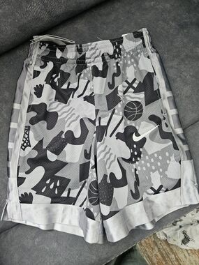 Nike Gray & Black Camo Basketball Shorts for Kids